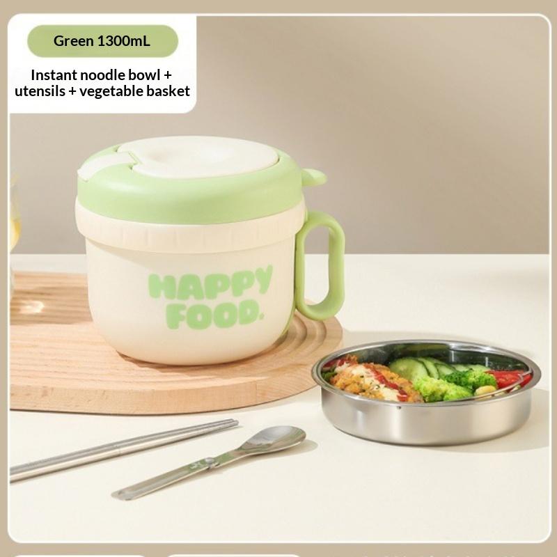 1300ml Large Capacity Instant Noodles Bowl, Microwave Safe Portable Travel Bowl Set