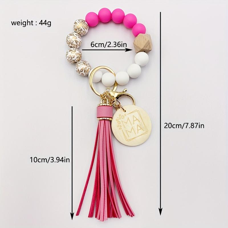 1 Stück  Perlen-Schlüsselanhänger - Bunter Quastenanhänger mit Karabinerhaken, Langlebige Zinklegierung & Silikonperlen, Perfektes Muttertagsgeschenk für Frauen