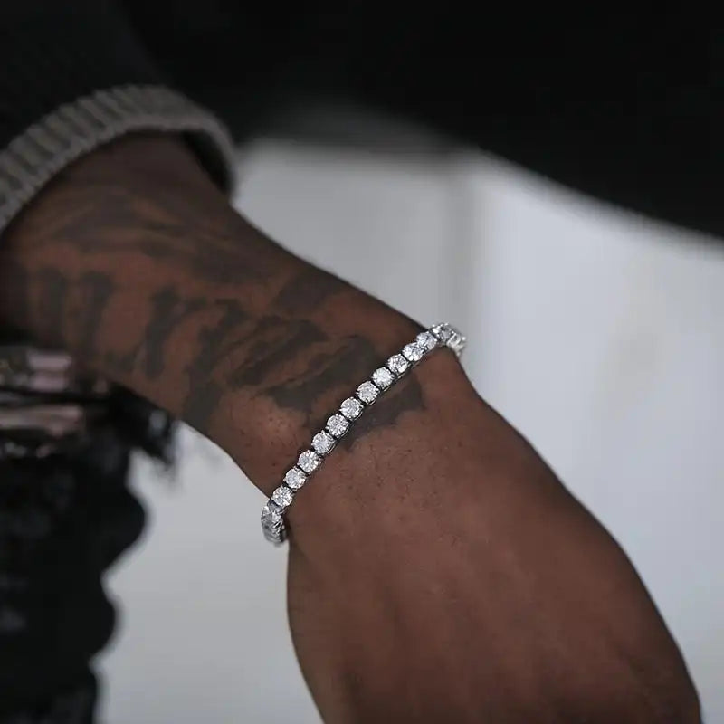 Synthetic Tennis Bracelet |   2-6mm  Sparkling Stones |    6-8.5" for Men & Women |   Unisex Hip Hop Gift Wedding, Birthday, Anniversary |   Eco-Friendly & Hypoallergenic Fine