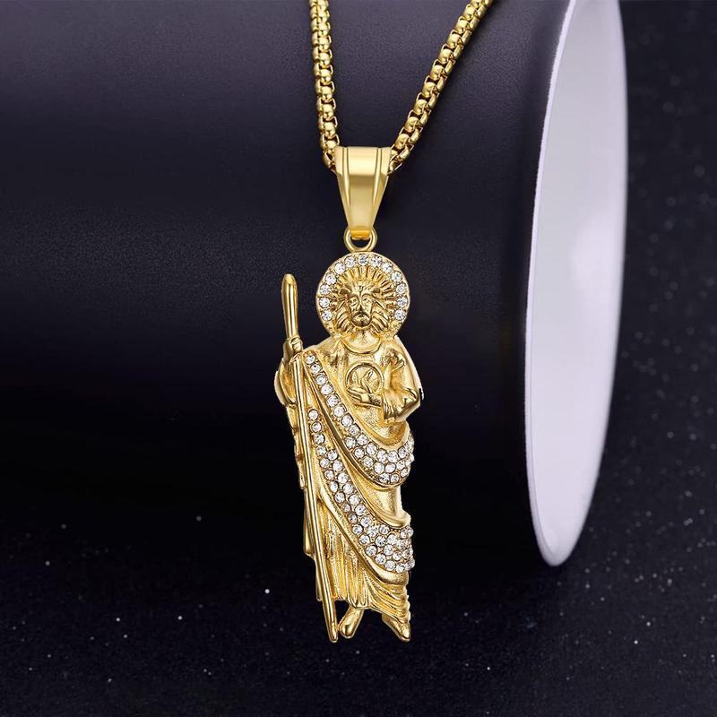 Jesus Christ Judas Large Pendant Necklace for Teens Womens Mens with 24 Inch Stainless Steel Chain