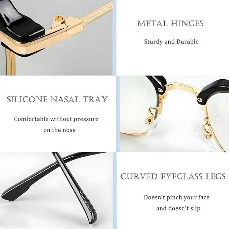 Y2K-style photochromic reading glasses for men and women - Metal frame, blue light blocking, multifocal focus, anti-fatigue - Auto-dimming, no power required, 0 to +4.0 degrees of presbyopia correction