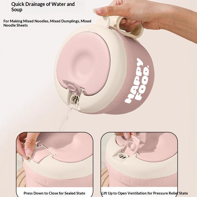 1300ml Large Capacity Instant Noodles Bowl, Microwave Safe Portable Travel Bowl Set