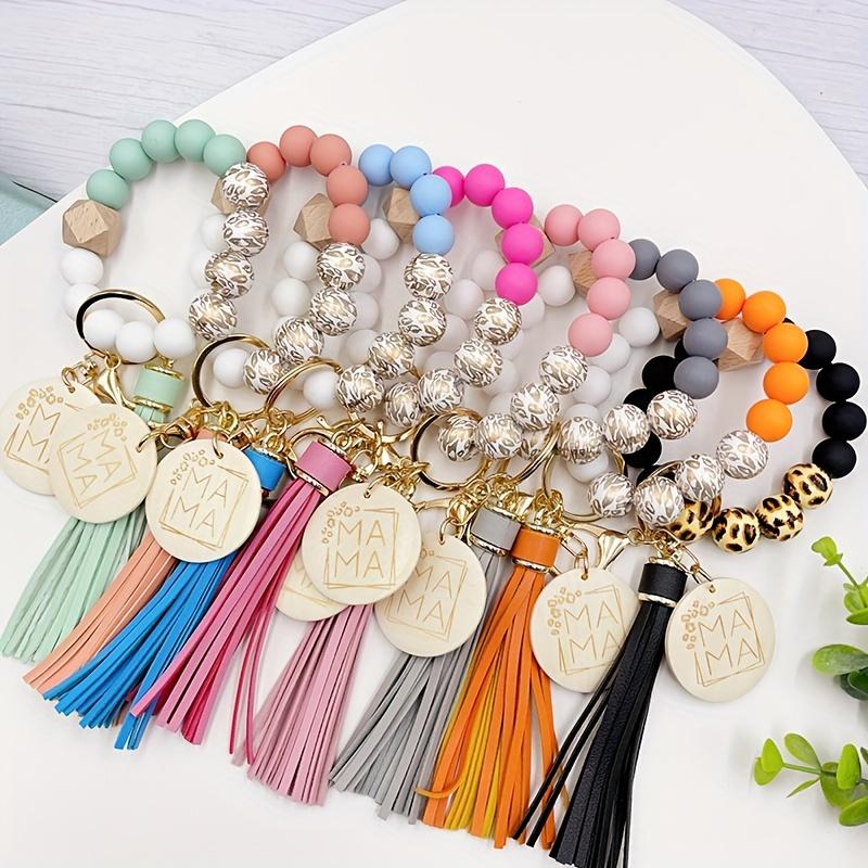 1 Stück  Perlen-Schlüsselanhänger - Bunter Quastenanhänger mit Karabinerhaken, Langlebige Zinklegierung & Silikonperlen, Perfektes Muttertagsgeschenk für Frauen