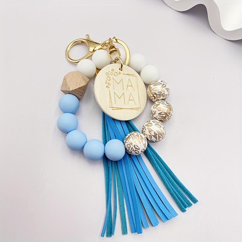 1 Stück  Perlen-Schlüsselanhänger - Bunter Quastenanhänger mit Karabinerhaken, Langlebige Zinklegierung & Silikonperlen, Perfektes Muttertagsgeschenk für Frauen