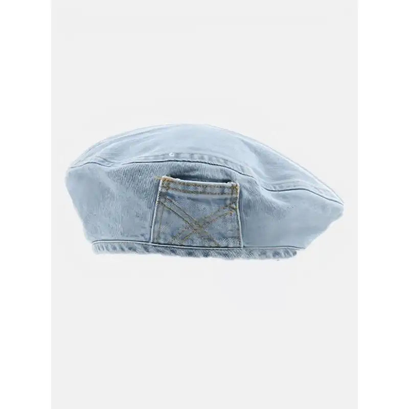 Women's Vintage Washed Blue Denim Design Beret, Casual Outdoor Hat for Women, Fashion Clothes Accessories for Daily Wear