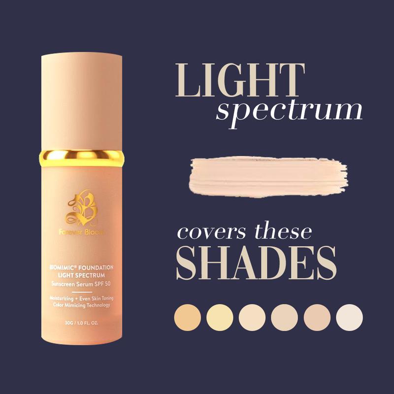 Biomimic Foundation 4 in 1 - Light Spectrum, Liquid Foundation for Flawless, Natural Looking Finish Makeup Clear Lightweight