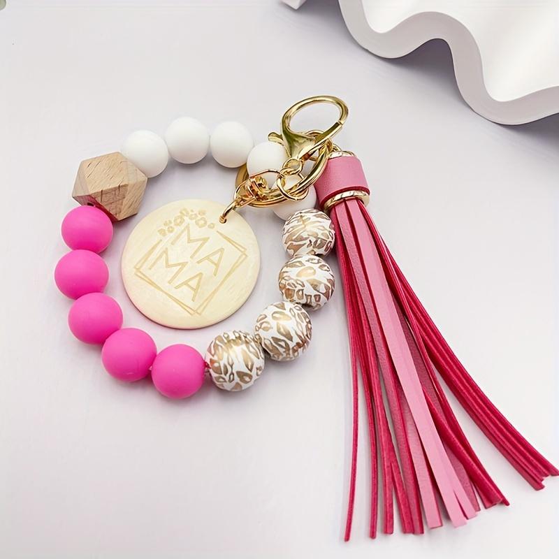 1 Stück  Perlen-Schlüsselanhänger - Bunter Quastenanhänger mit Karabinerhaken, Langlebige Zinklegierung & Silikonperlen, Perfektes Muttertagsgeschenk für Frauen