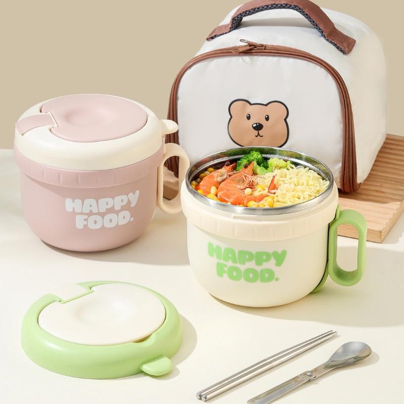 1300ml Large Capacity Instant Noodles Bowl, Microwave Safe Portable Travel Bowl Set