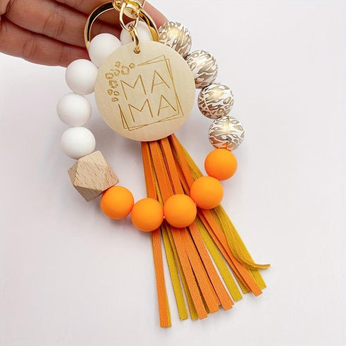 1 Stück  Perlen-Schlüsselanhänger - Bunter Quastenanhänger mit Karabinerhaken, Langlebige Zinklegierung & Silikonperlen, Perfektes Muttertagsgeschenk für Frauen