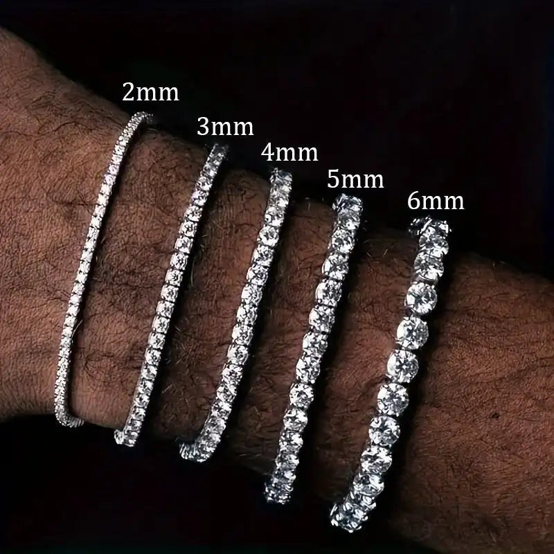 Synthetic Tennis Bracelet |   2-6mm  Sparkling Stones |    6-8.5" for Men & Women |   Unisex Hip Hop Gift Wedding, Birthday, Anniversary |   Eco-Friendly & Hypoallergenic Fine