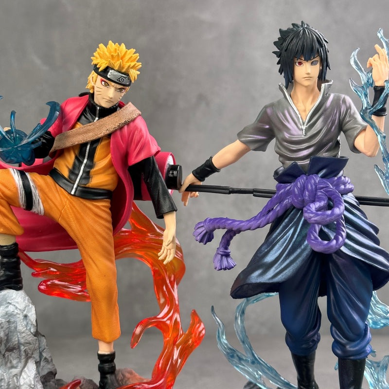 Naruto and Sasuke 10th Anniversary 100 Ninja Anime Figure Set, Cosplay Accessories, Desktop Model, Collectible Gift for Fans