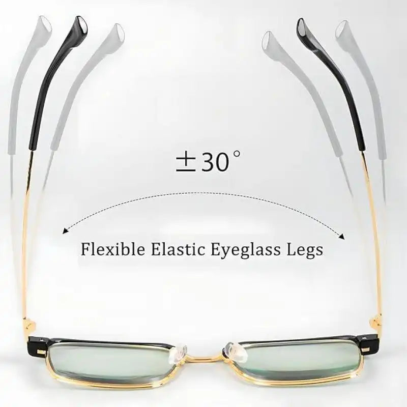 Y2K-style photochromic reading glasses for men and women - Metal frame, blue light blocking, multifocal focus, anti-fatigue - Auto-dimming, no power required, 0 to +4.0 degrees of presbyopia correction