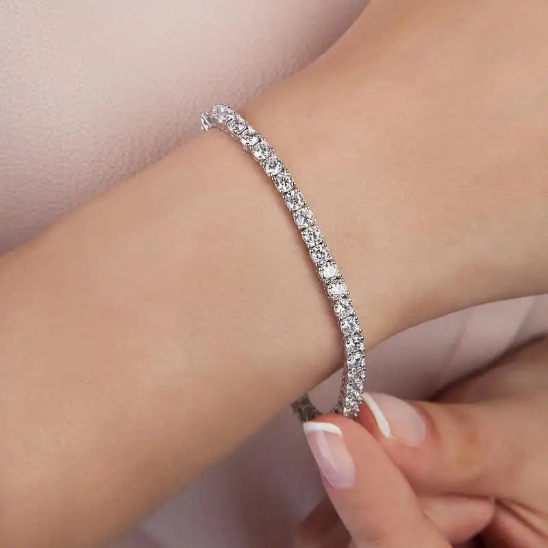 Synthetic Tennis Bracelet |   2-6mm  Sparkling Stones |    6-8.5" for Men & Women |   Unisex Hip Hop Gift Wedding, Birthday, Anniversary |   Eco-Friendly & Hypoallergenic Fine