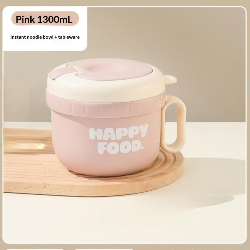 1300ml Large Capacity Instant Noodles Bowl, Microwave Safe Portable Travel Bowl Set