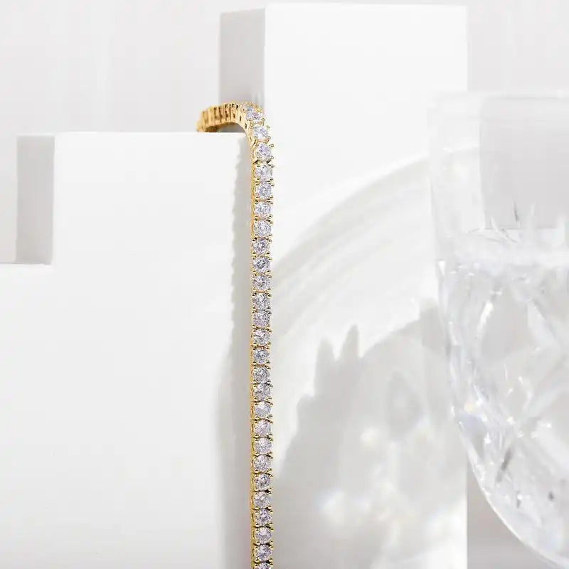 Synthetic Tennis Bracelet |   2-6mm  Sparkling Stones |    6-8.5" for Men & Women |   Unisex Hip Hop Gift Wedding, Birthday, Anniversary |   Eco-Friendly & Hypoallergenic Fine