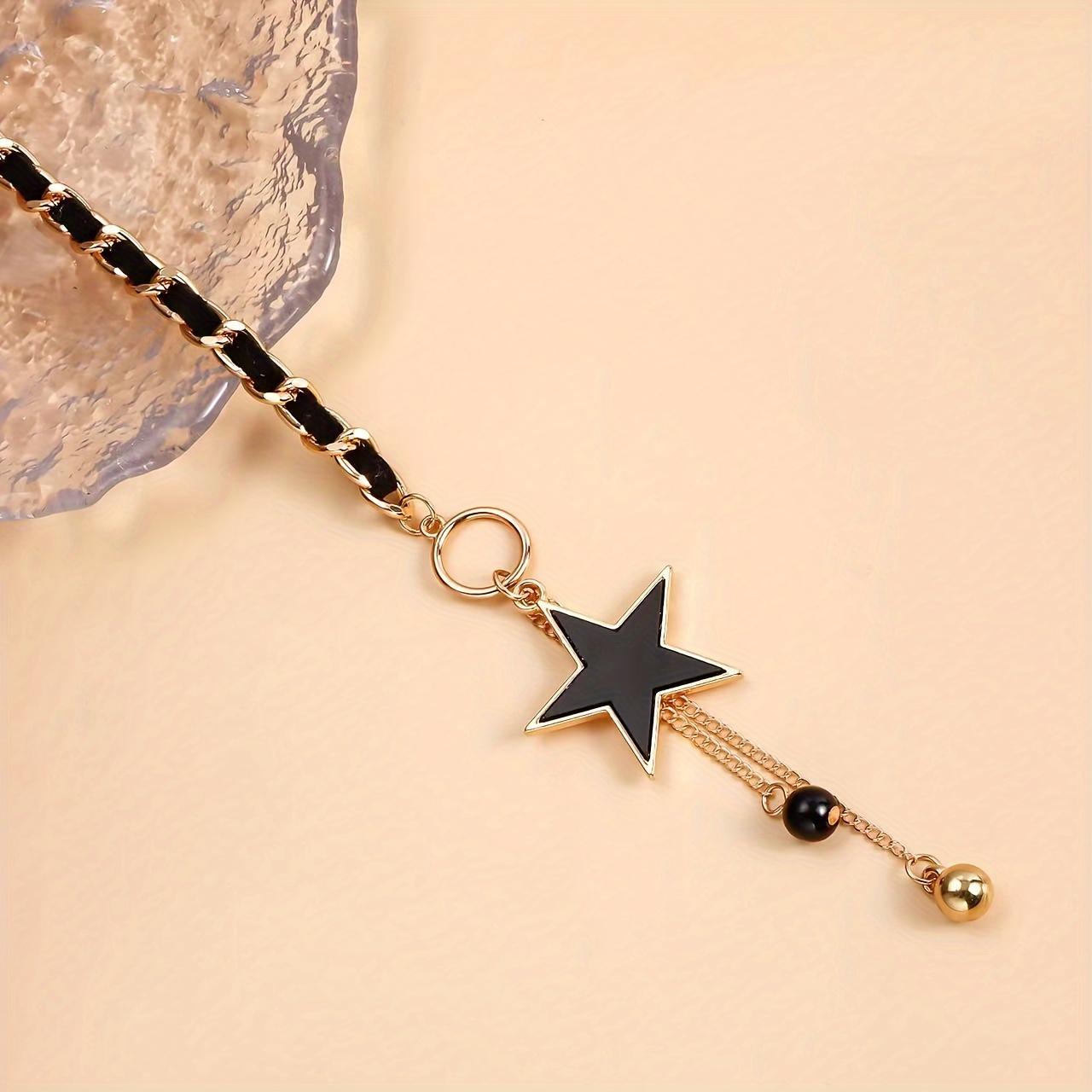 Elegante Sternanhänger-Halskette für Damen - Zinklegierung, ohne Mosaik, vielseitig für den Alltag und als Geschenk, hypoallergen, Party-Stil, Feiertagsthema, geeignet für alle Jahreszeiten - Perfekt für den Valentinstag