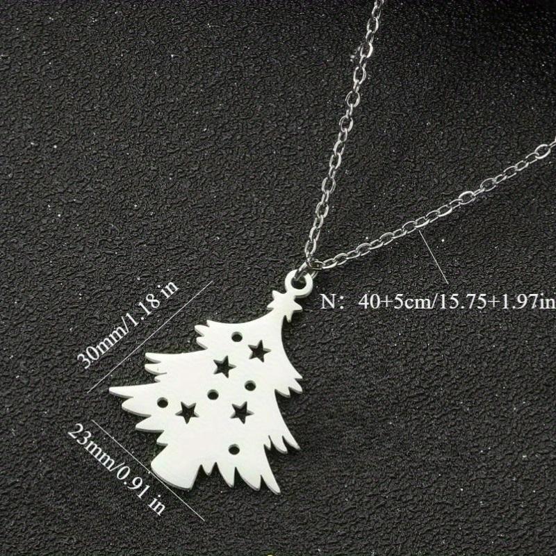 Stainless Steel Christmas Tree Pendant Necklace for Women - Elegant French Style for All Year Round with Green and Gold Tree Charm, Red Ornament and White Dots - Holiday Gift for Girlfriend, Wife, Mom (Durable and Non-Tarnish)